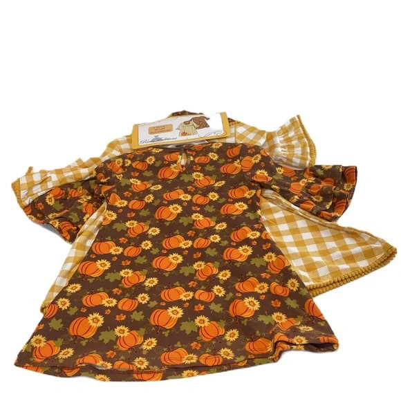 Rare Editions Toddler Girls Pumpkin Check Dress - 2 Pack 2T - Picture 5 of 14